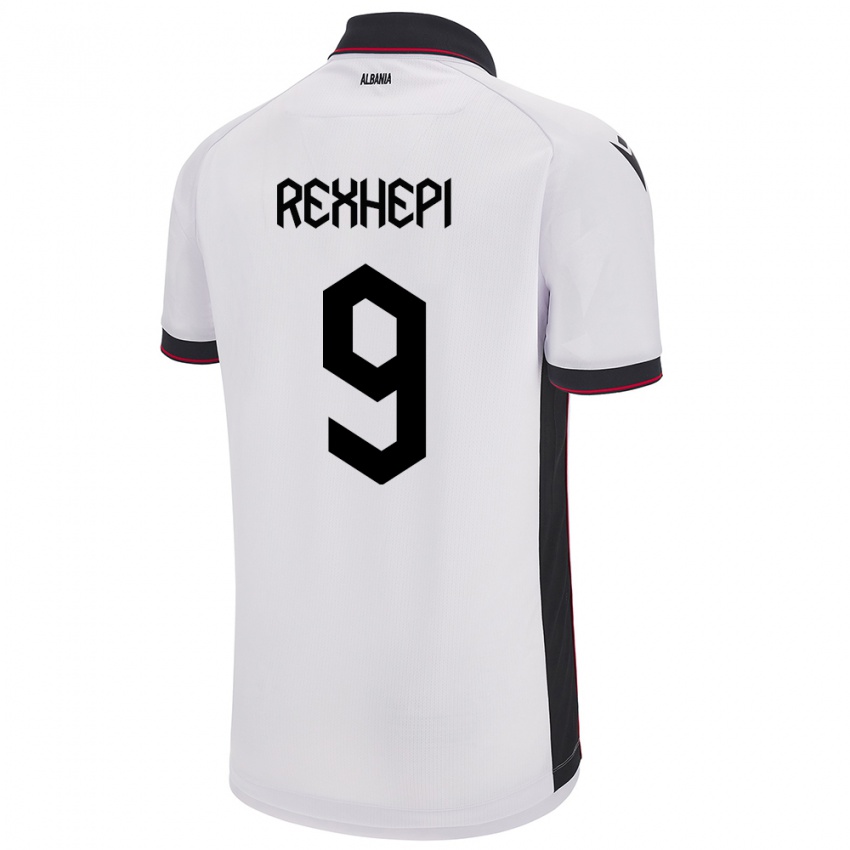 Bambino Maglia Albania Arlind Rexhepi #9 Bianco Kit Gara Away 24-26 Maglietta