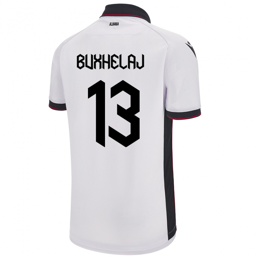 Bambino Maglia Albania Paulo Buxhelaj #13 Bianco Kit Gara Away 24-26 Maglietta