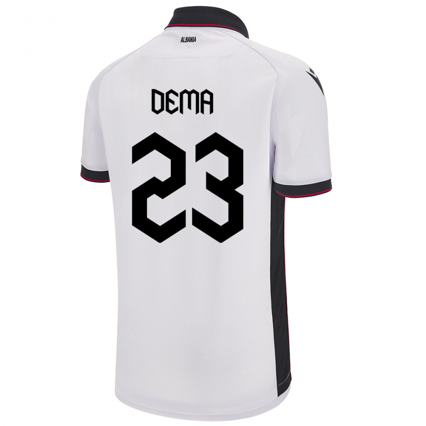 Bambino Maglia Albania Endri Dema #23 Bianco Kit Gara Away 24-26 Maglietta