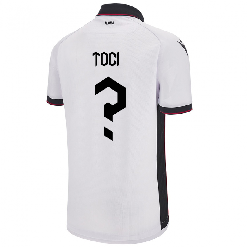 Bambino Maglia Albania Eljon Toci #0 Bianco Kit Gara Away 24-26 Maglietta