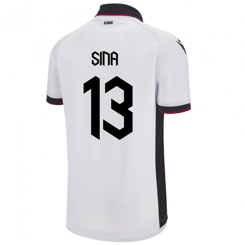 Bambino Maglia Albania Samuele Sina #13 Bianco Kit Gara Away 24-26 Maglietta