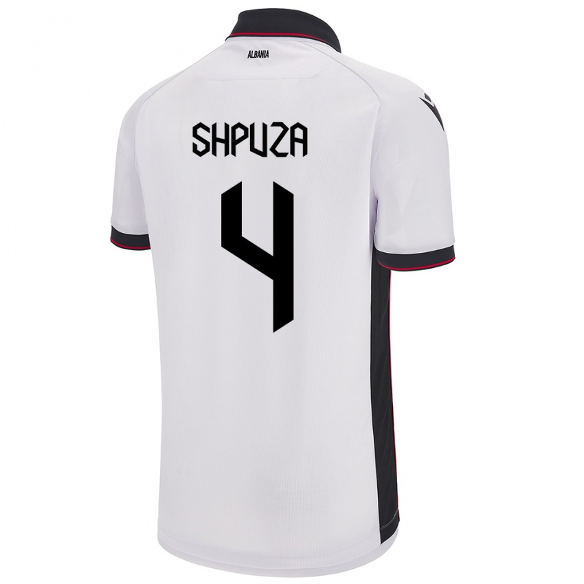 Bambino Maglia Albania Kleo Shpuza #4 Bianco Kit Gara Away 24-26 Maglietta