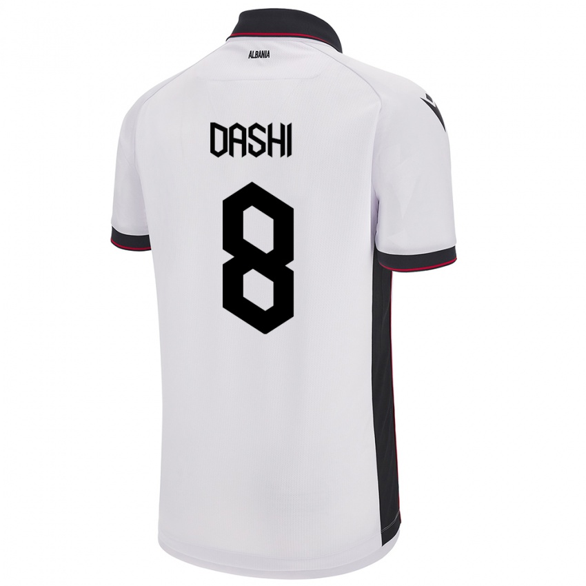 Bambino Maglia Albania Matteo Dashi #8 Bianco Kit Gara Away 24-26 Maglietta