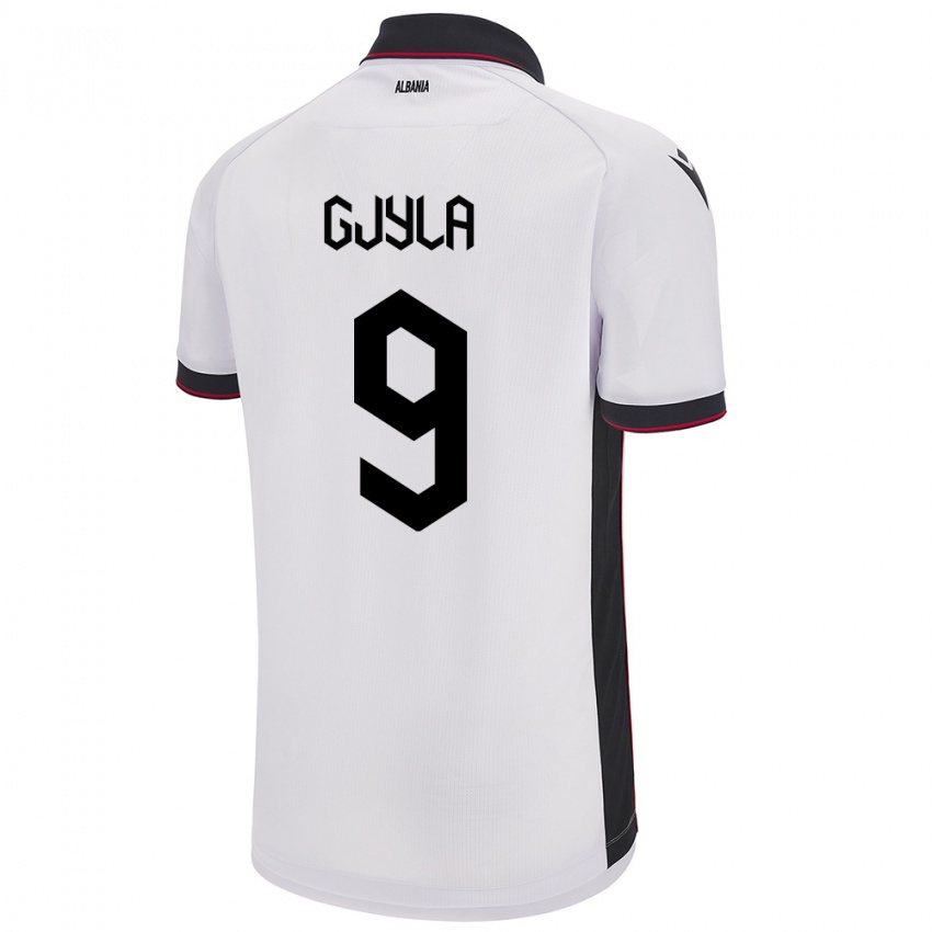 Bambino Maglia Albania Brayan Gjyla #9 Bianco Kit Gara Away 24-26 Maglietta