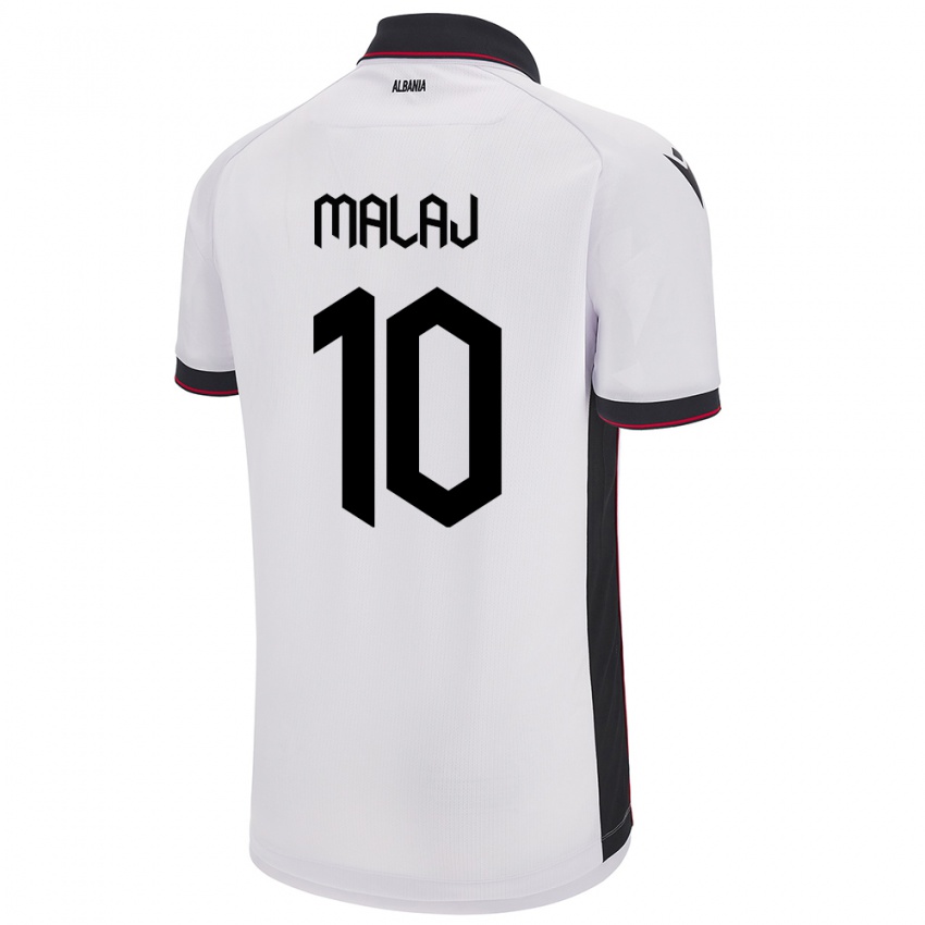 Bambino Maglia Albania Tedi Malaj #10 Bianco Kit Gara Away 24-26 Maglietta