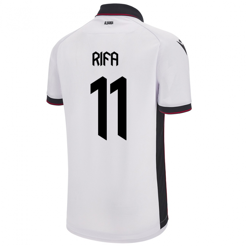 Bambino Maglia Albania Oresti Rifa #11 Bianco Kit Gara Away 24-26 Maglietta