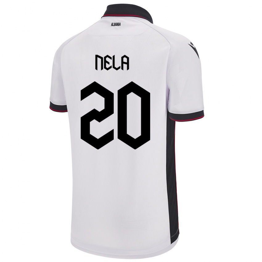 Bambino Maglia Albania Rinaldo Nela #20 Bianco Kit Gara Away 24-26 Maglietta