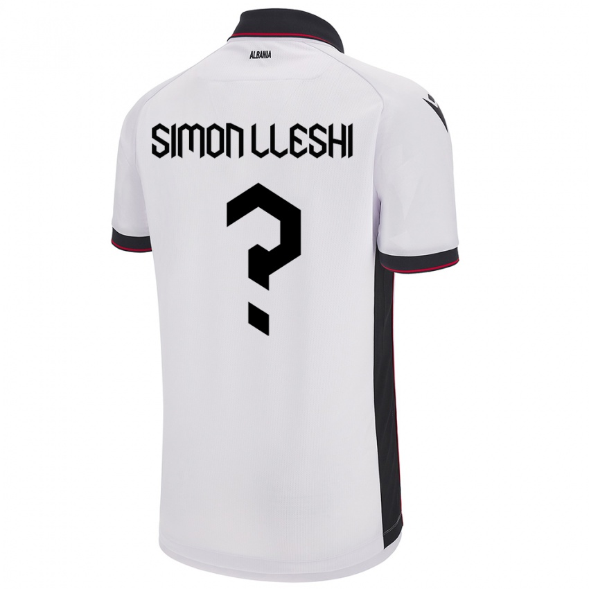 Bambino Maglia Albania Simon Lleshi #0 Bianco Kit Gara Away 24-26 Maglietta