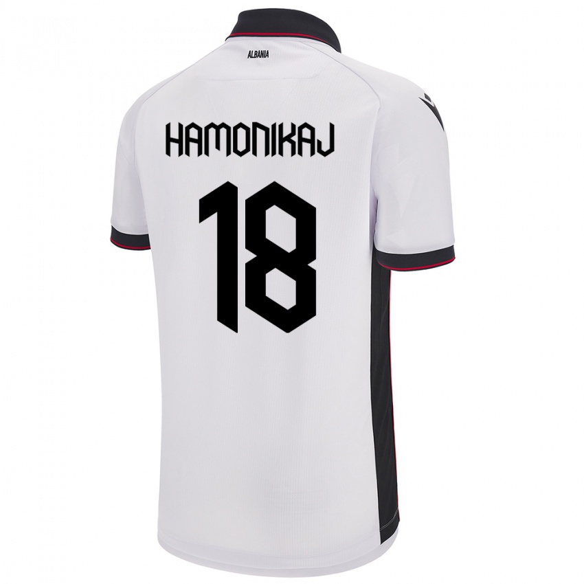 Bambino Maglia Albania Klea Hamonikaj #18 Bianco Kit Gara Away 24-26 Maglietta