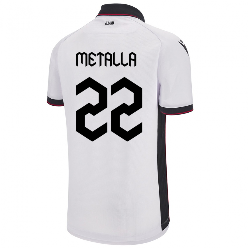 Bambino Maglia Albania Mikaela Metalla #22 Bianco Kit Gara Away 24-26 Maglietta