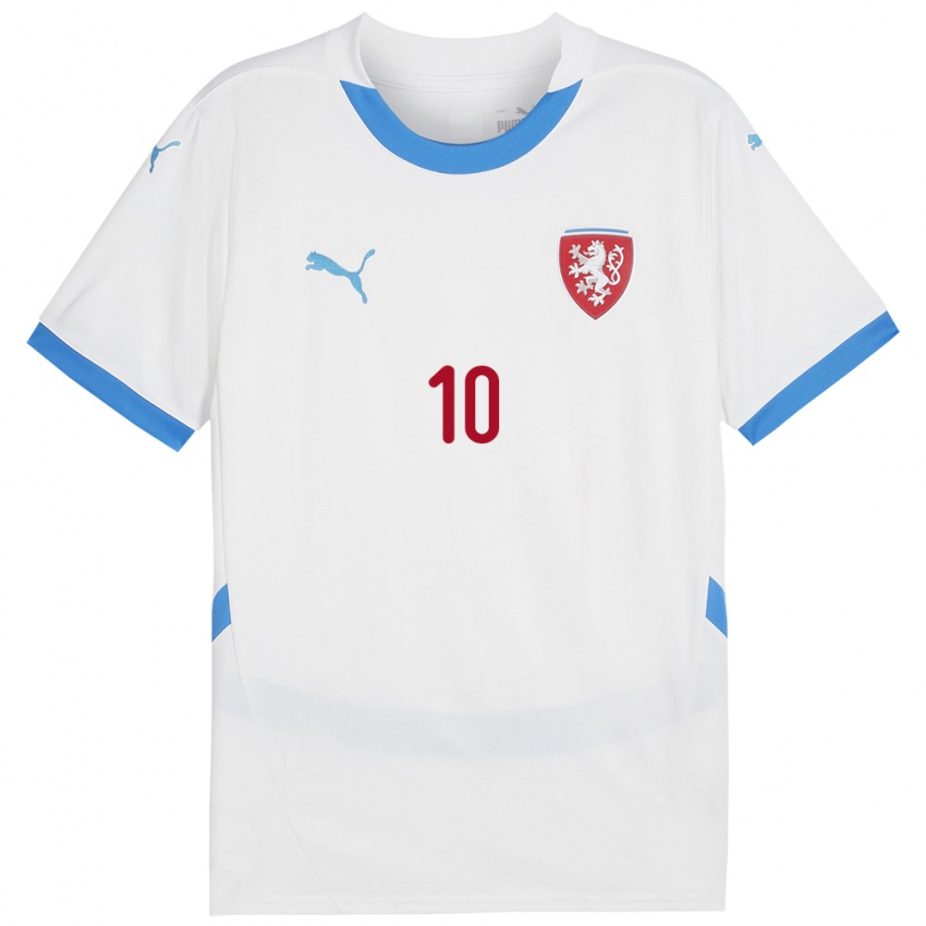 Bambino Maglia Cechia Lukas Ambros #10 Bianco Kit Gara Away 24-26 Maglietta