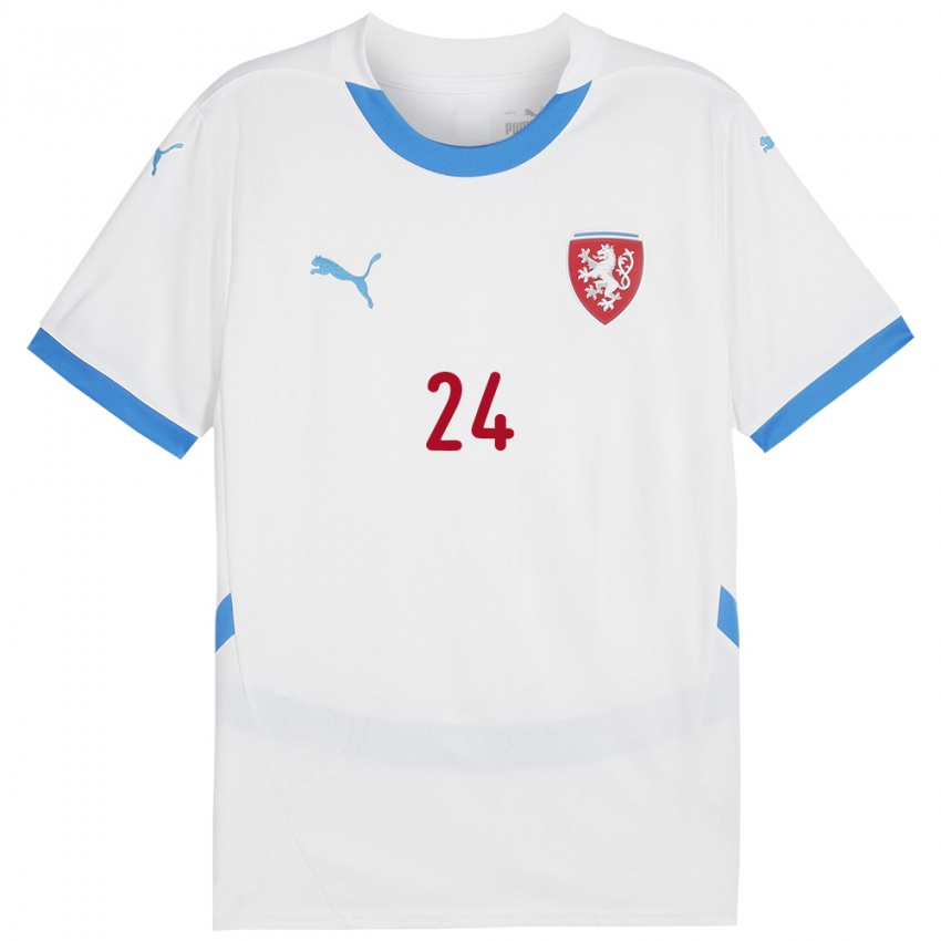 Bambino Maglia Cechia Tomas Vlcek #24 Bianco Kit Gara Away 24-26 Maglietta