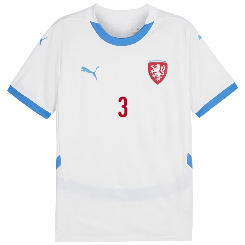 Bambino Maglia Cechia Tomas Holes #3 Bianco Kit Gara Away 24-26 Maglietta