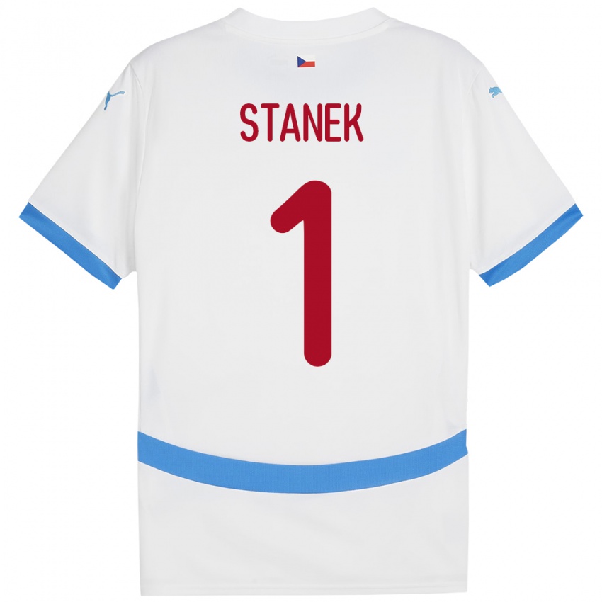 Bambino Maglia Cechia Jindrich Stanek #1 Bianco Kit Gara Away 24-26 Maglietta