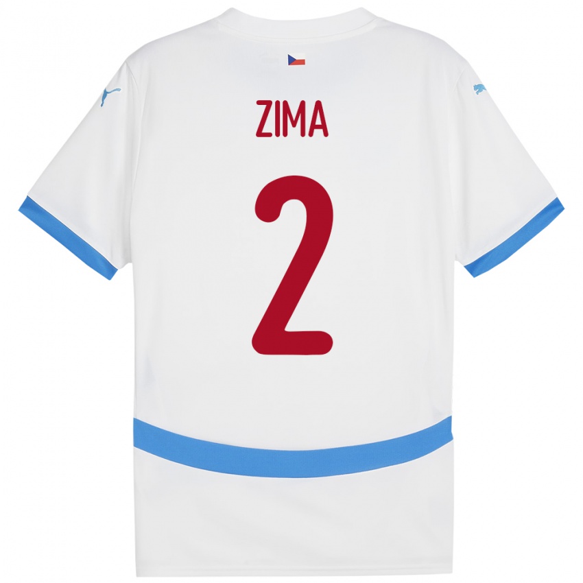 Bambino Maglia Cechia David Zima #2 Bianco Kit Gara Away 24-26 Maglietta