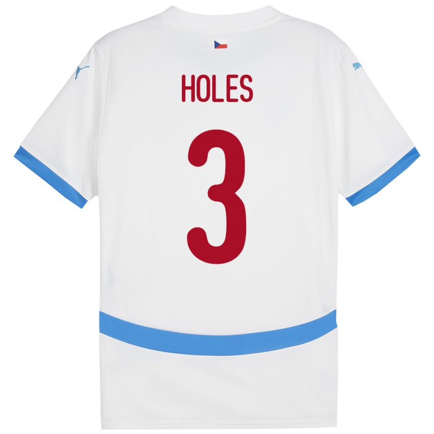 Bambino Maglia Cechia Tomas Holes #3 Bianco Kit Gara Away 24-26 Maglietta