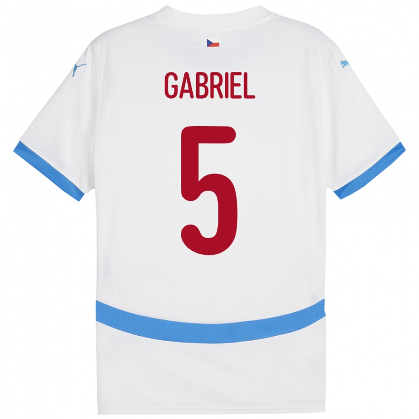 Bambino Maglia Cechia Adam Gabriel #5 Bianco Kit Gara Away 24-26 Maglietta