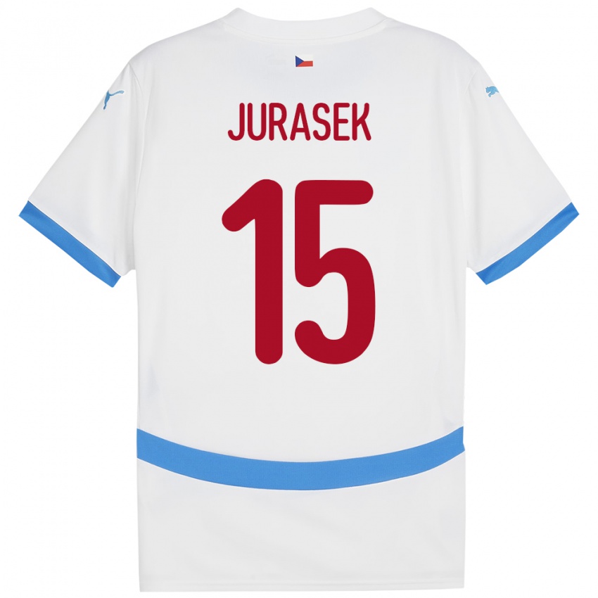 Bambino Maglia Cechia David Jurásek #15 Bianco Kit Gara Away 24-26 Maglietta