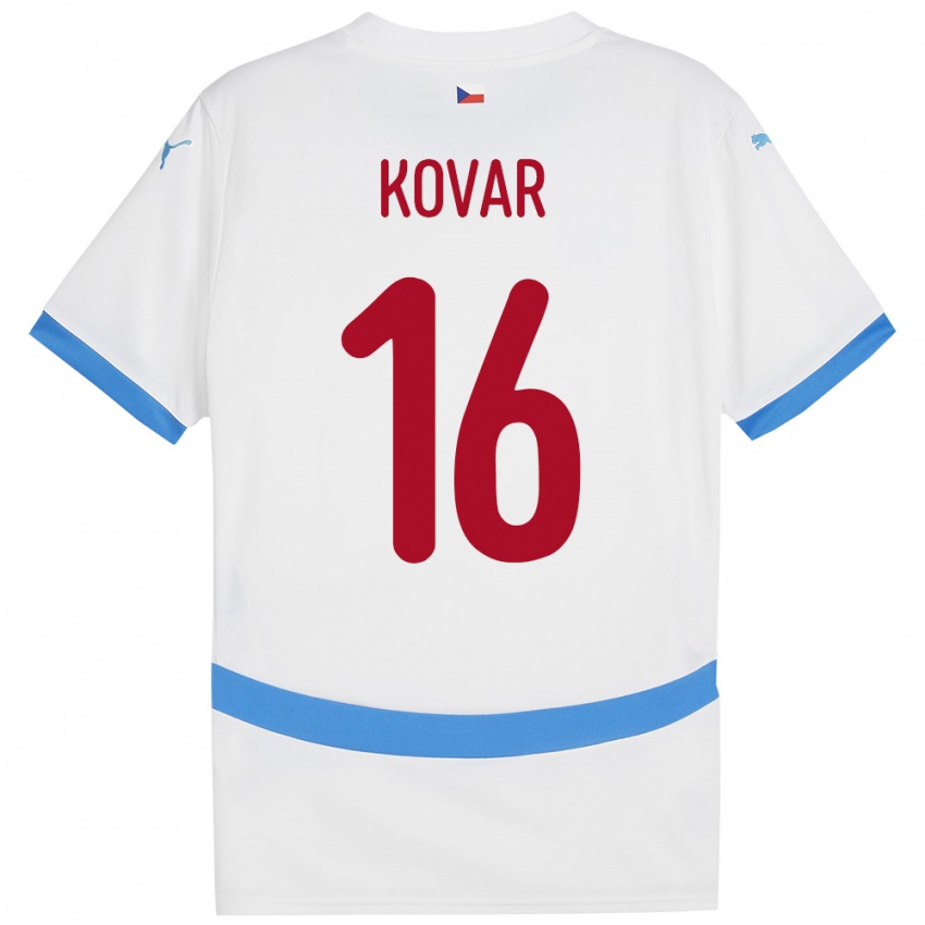 Bambino Maglia Cechia Matej Kovar #16 Bianco Kit Gara Away 24-26 Maglietta