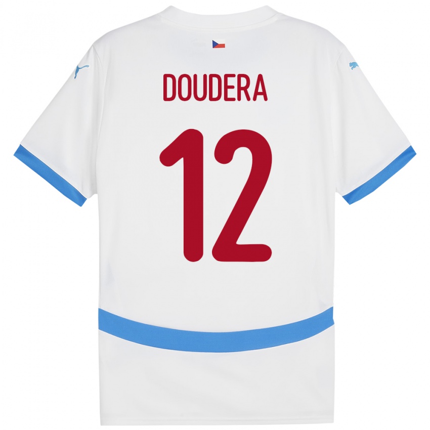 Bambino Maglia Cechia David Doudera #12 Bianco Kit Gara Away 24-26 Maglietta