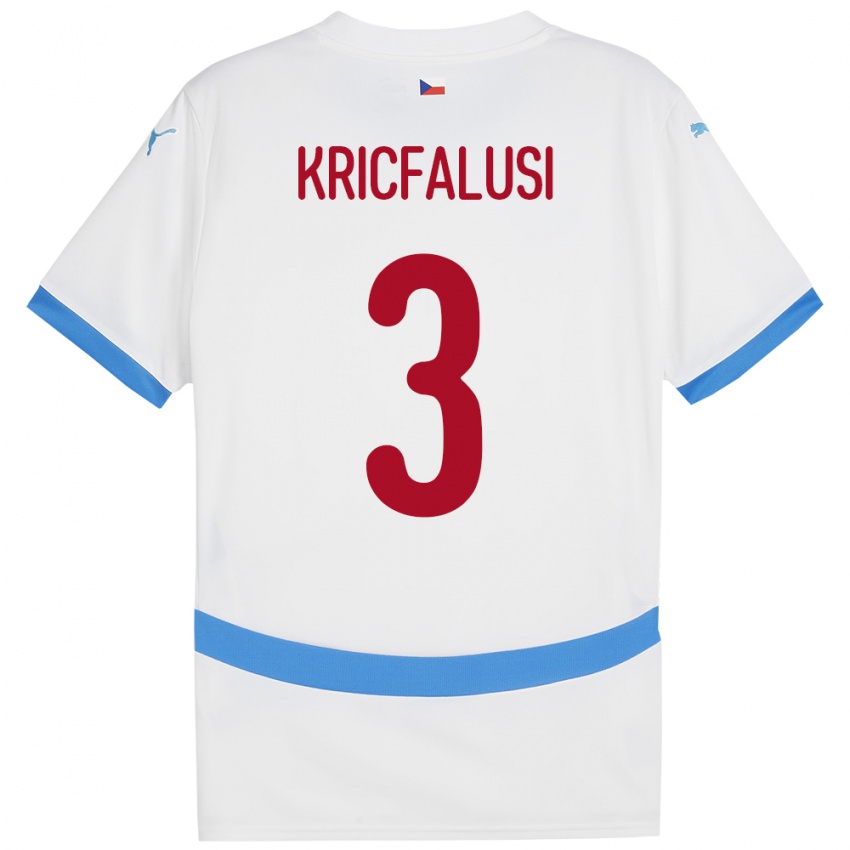 Bambino Maglia Cechia Ondrej Kricfalusi #3 Bianco Kit Gara Away 24-26 Maglietta