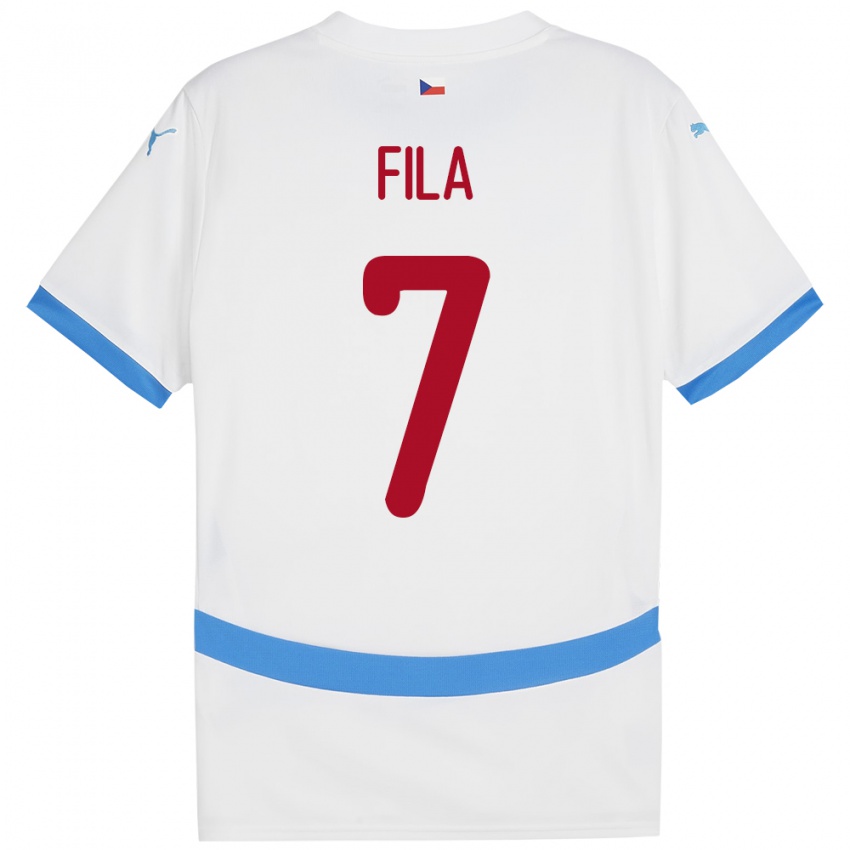 Bambino Maglia Cechia Daniel Fila #7 Bianco Kit Gara Away 24-26 Maglietta