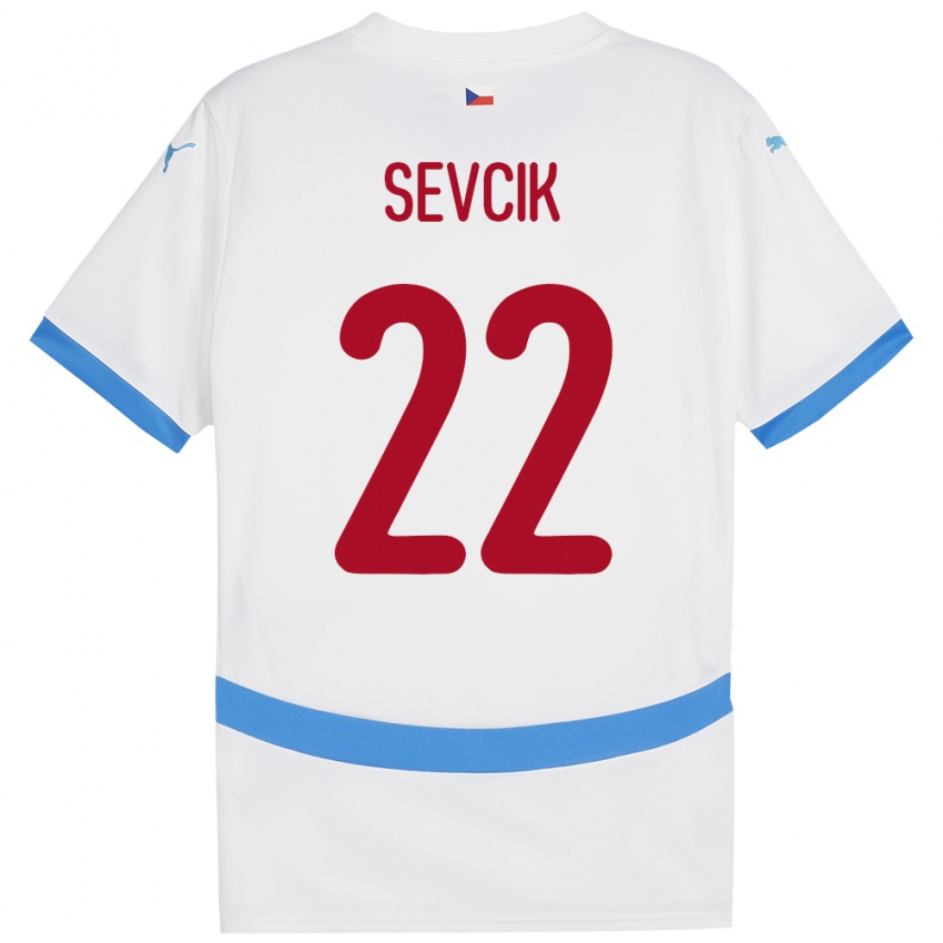 Bambino Maglia Cechia Michal Sevcik #22 Bianco Kit Gara Away 24-26 Maglietta