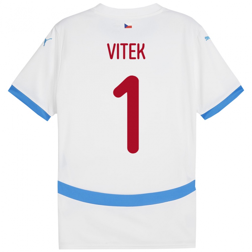 Bambino Maglia Cechia Radek Vitek #1 Bianco Kit Gara Away 24-26 Maglietta