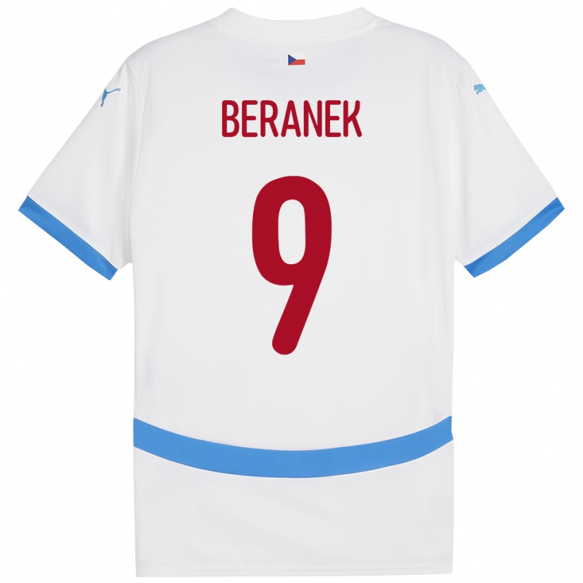 Bambino Maglia Cechia Marek Beranek #9 Bianco Kit Gara Away 24-26 Maglietta