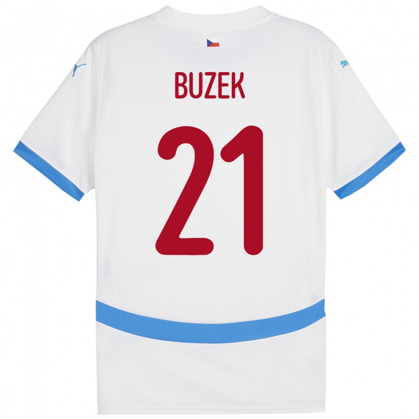 Bambino Maglia Cechia Alexandr Buzek #21 Bianco Kit Gara Away 24-26 Maglietta