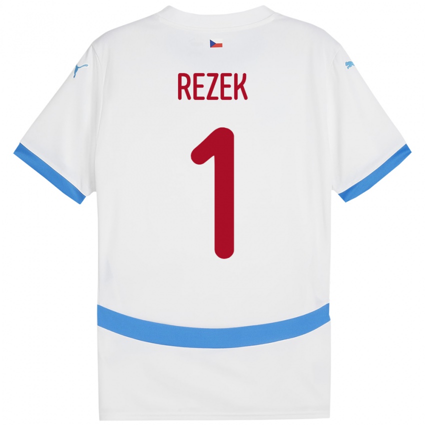 Bambino Maglia Cechia Adam Rezek #1 Bianco Kit Gara Away 24-26 Maglietta