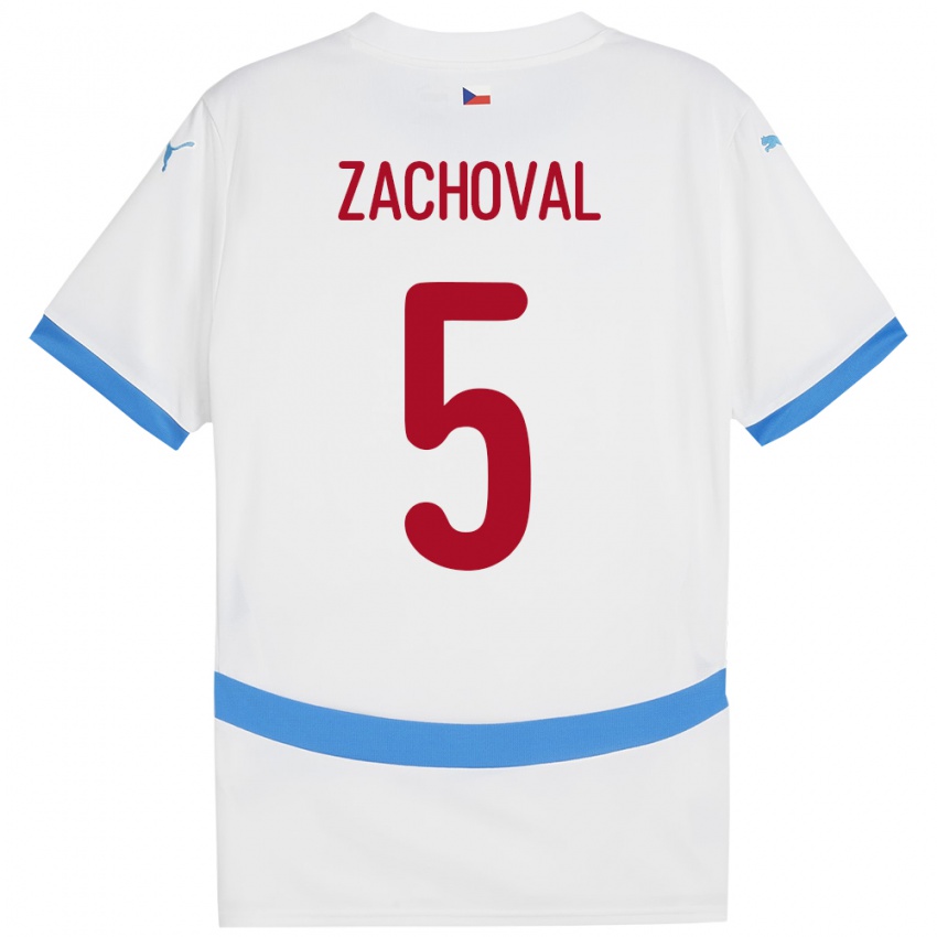 Bambino Maglia Cechia Matej Zachoval #5 Bianco Kit Gara Away 24-26 Maglietta