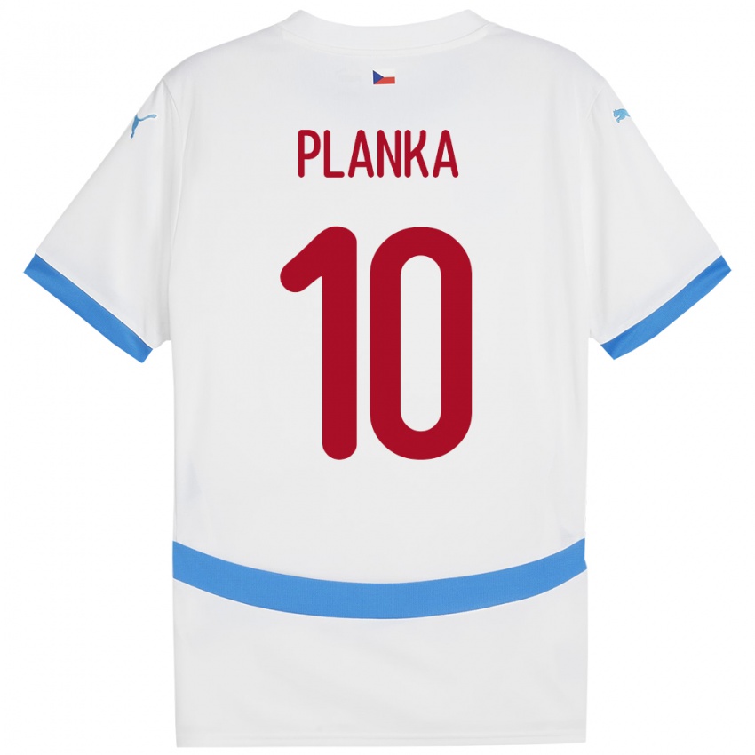 Bambino Maglia Cechia David Planka #10 Bianco Kit Gara Away 24-26 Maglietta