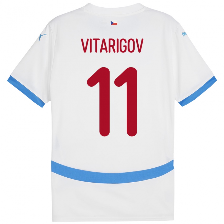 Bambino Maglia Cechia Arsen Vitarigov #11 Bianco Kit Gara Away 24-26 Maglietta