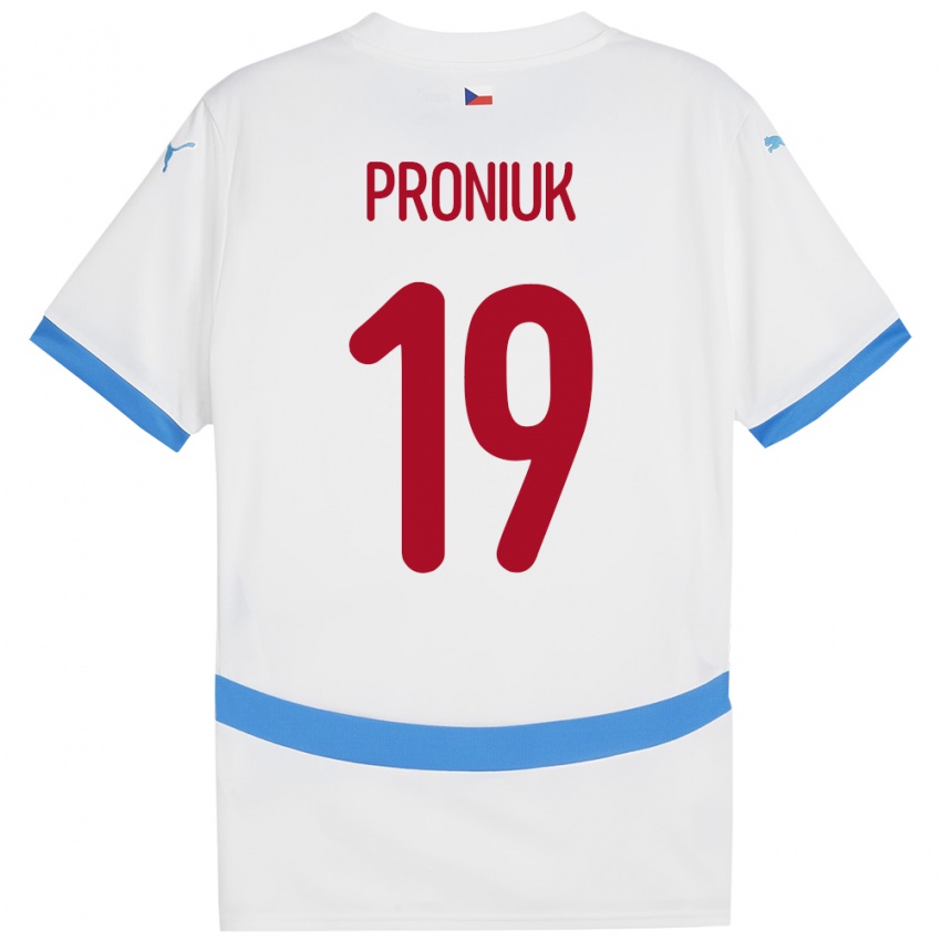 Bambino Maglia Cechia Adam Proniuk #19 Bianco Kit Gara Away 24-26 Maglietta