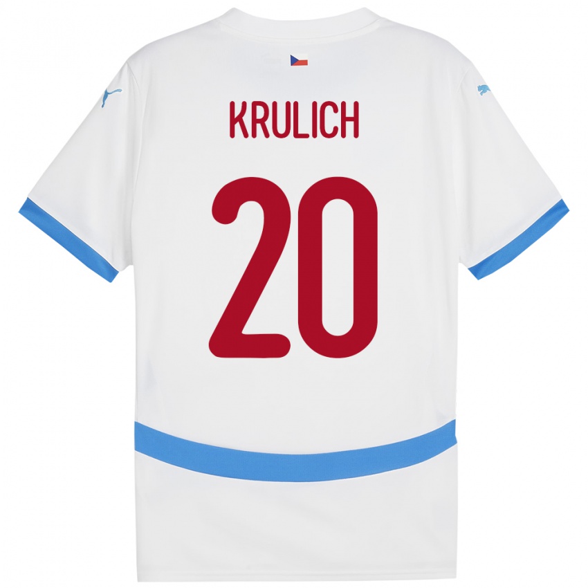 Bambino Maglia Cechia Matous Krulich #20 Bianco Kit Gara Away 24-26 Maglietta