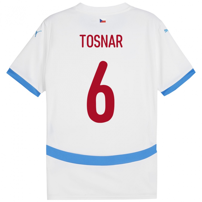 Bambino Maglia Cechia Jakub Tosnar #6 Bianco Kit Gara Away 24-26 Maglietta