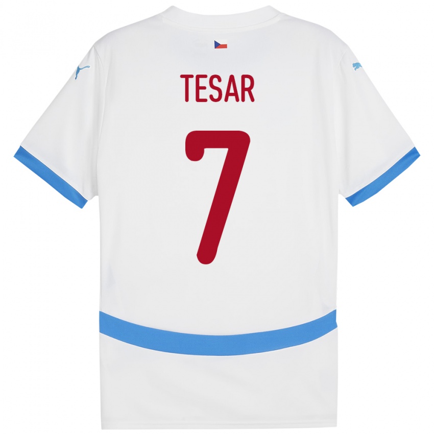 Bambino Maglia Cechia Simon Tesar #7 Bianco Kit Gara Away 24-26 Maglietta