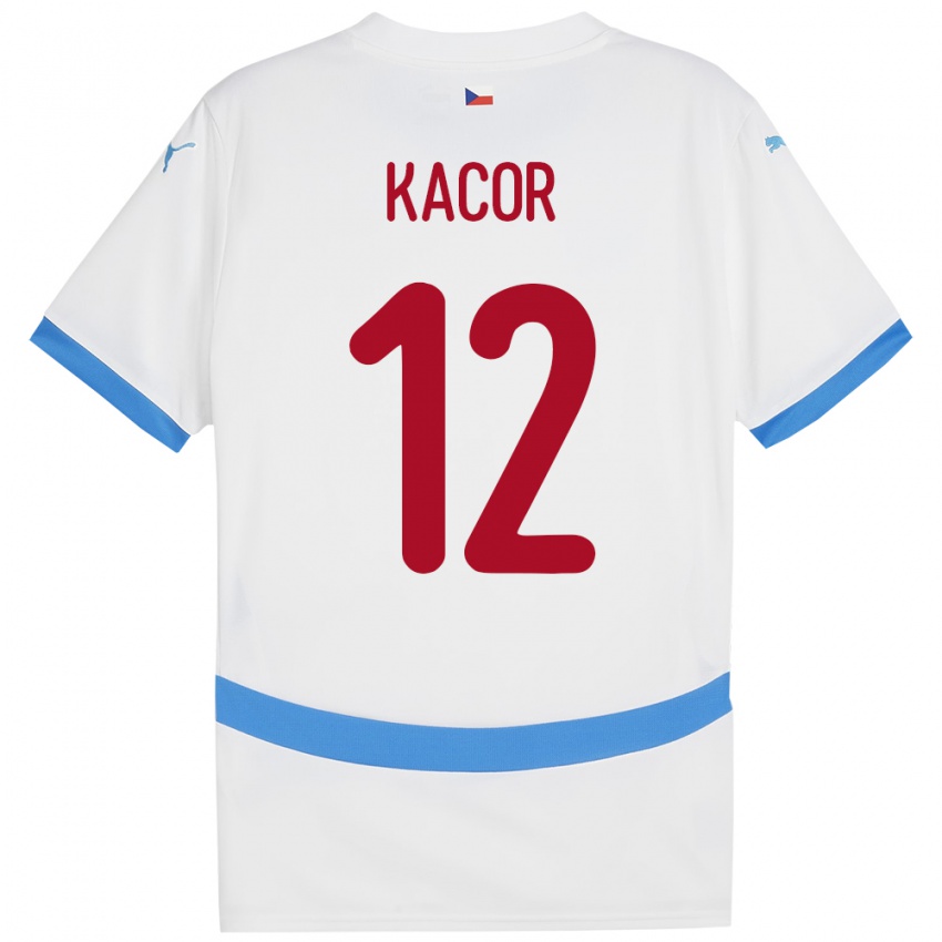 Bambino Maglia Cechia Pavel Kacor #12 Bianco Kit Gara Away 24-26 Maglietta