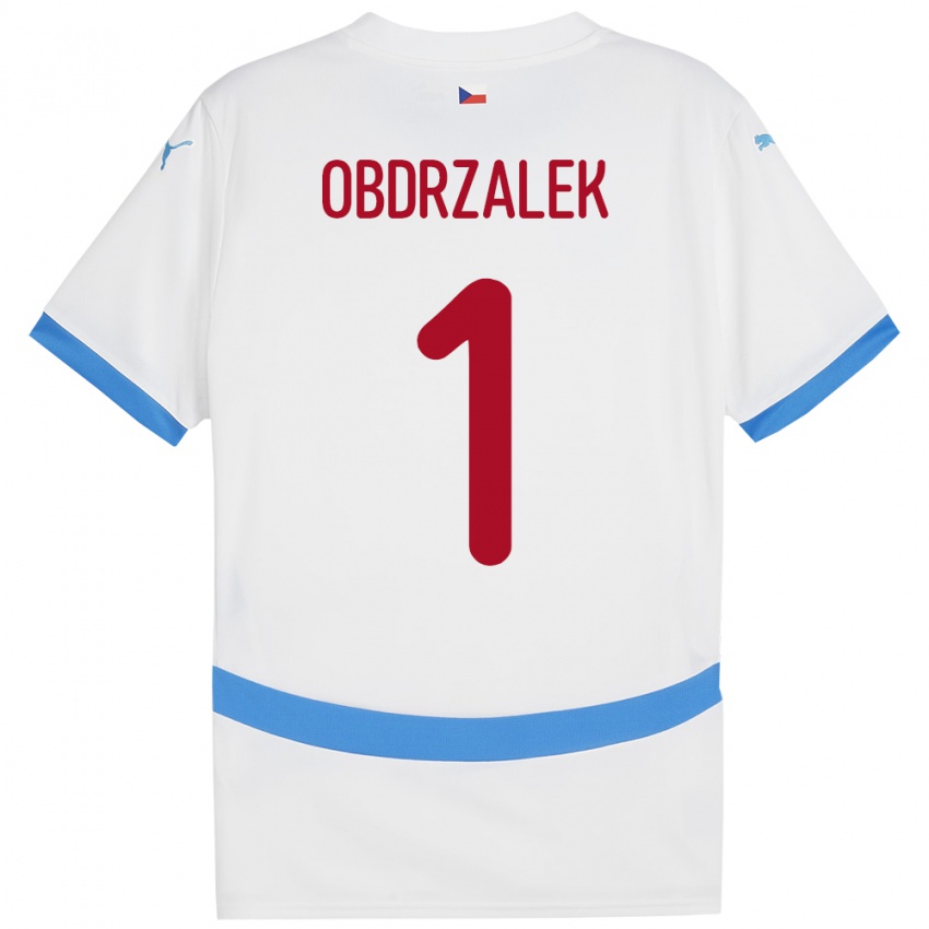 Bambino Maglia Cechia Marek Obdrzalek #1 Bianco Kit Gara Away 24-26 Maglietta