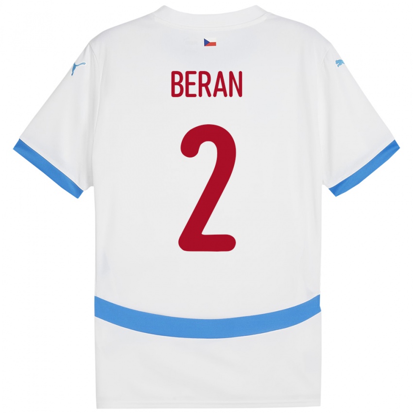 Bambino Maglia Cechia Stepan Beran #2 Bianco Kit Gara Away 24-26 Maglietta