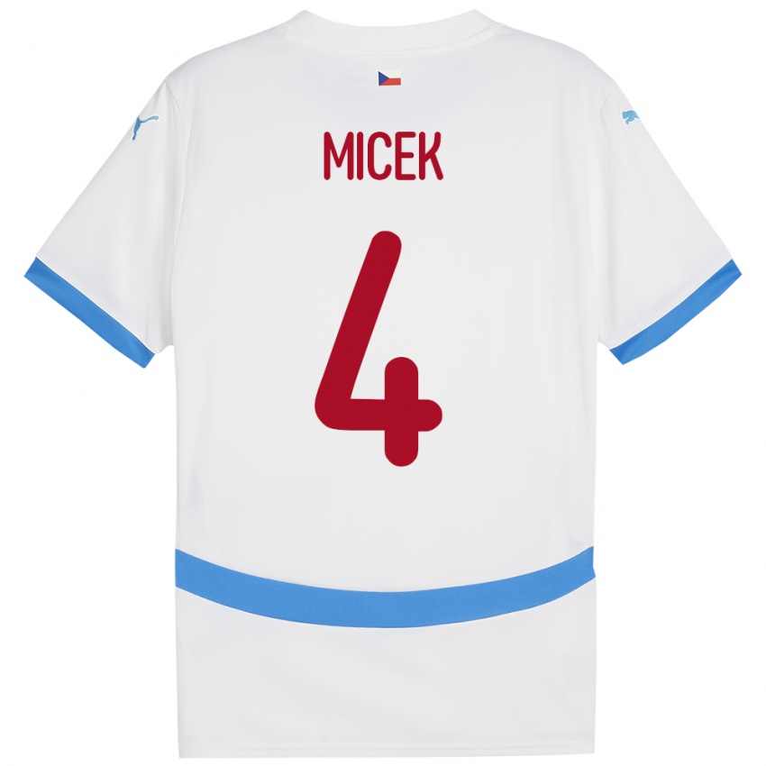 Bambino Maglia Cechia Jiri Micek #4 Bianco Kit Gara Away 24-26 Maglietta