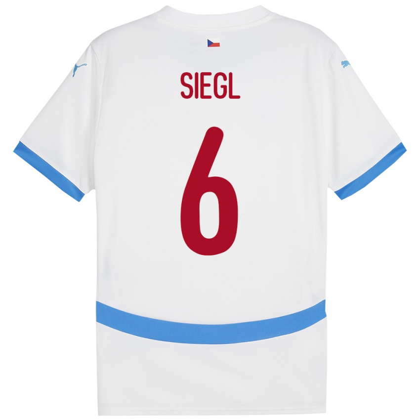 Bambino Maglia Cechia Patrik Siegl #6 Bianco Kit Gara Away 24-26 Maglietta