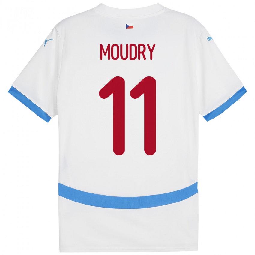 Bambino Maglia Cechia Lukas Moudry #11 Bianco Kit Gara Away 24-26 Maglietta