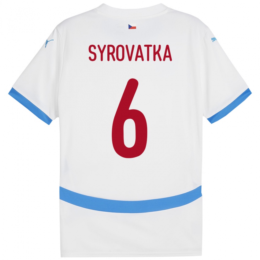 Bambino Maglia Cechia Matyas Syrovatka #6 Bianco Kit Gara Away 24-26 Maglietta