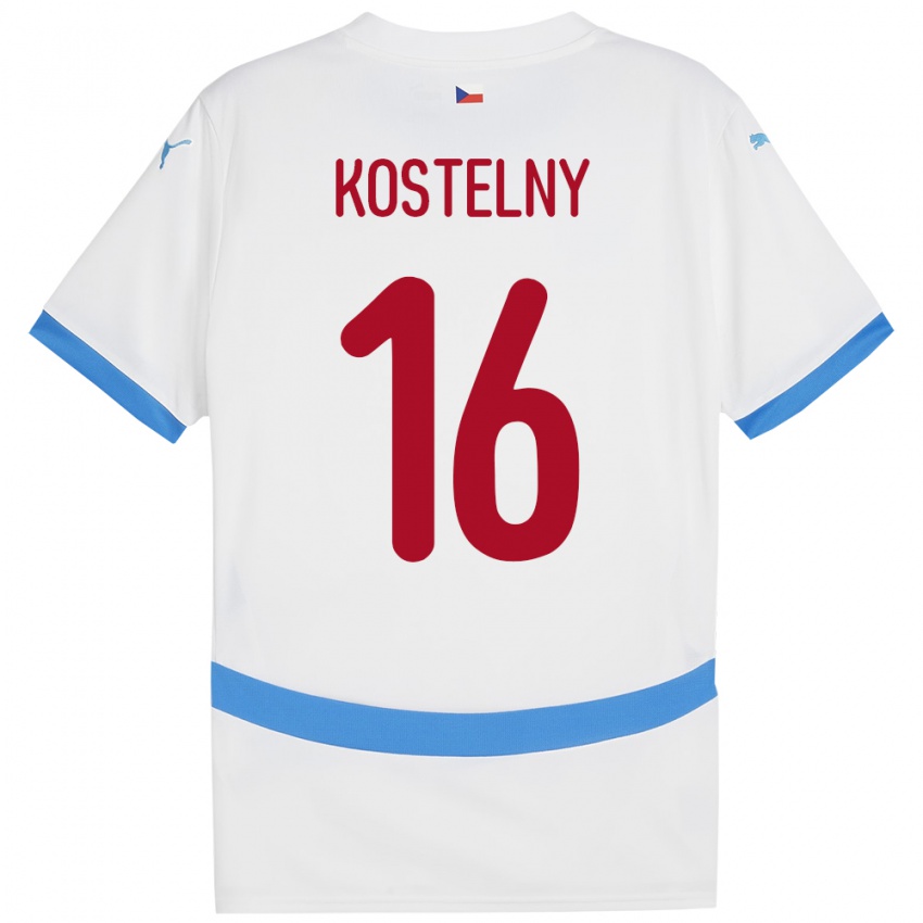 Bambino Maglia Cechia Krystof Kostelny #16 Bianco Kit Gara Away 24-26 Maglietta