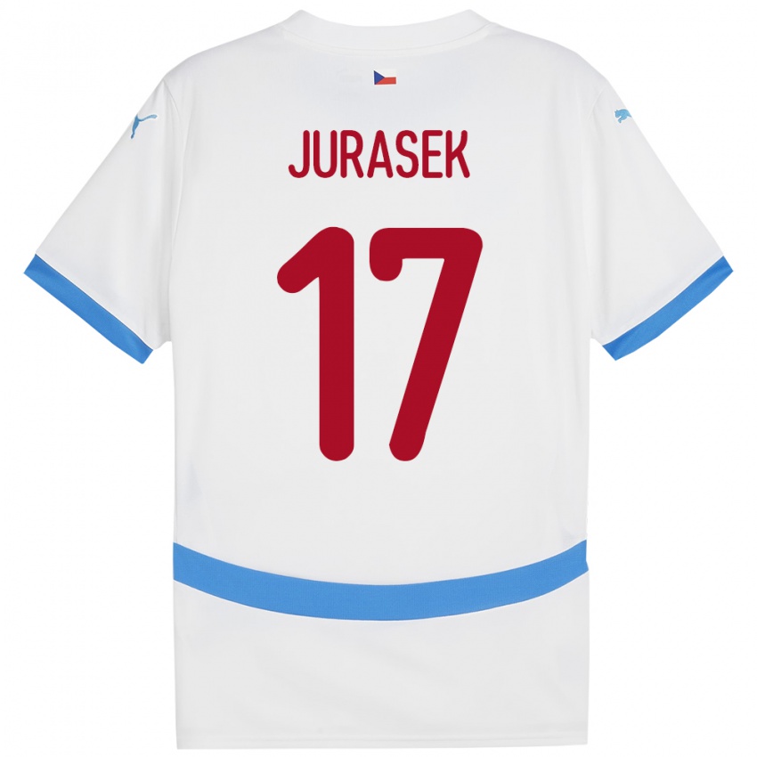 Bambino Maglia Cechia Patrik Jurasek #17 Bianco Kit Gara Away 24-26 Maglietta