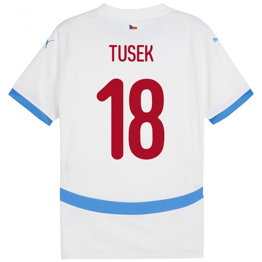 Bambino Maglia Cechia Adam Tusek #18 Bianco Kit Gara Away 24-26 Maglietta