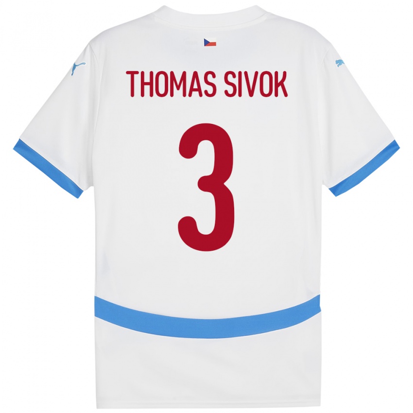 Bambino Maglia Cechia Andre Thomas Sivok #3 Bianco Kit Gara Away 24-26 Maglietta