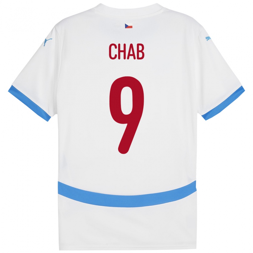 Bambino Maglia Cechia Adam Chab #9 Bianco Kit Gara Away 24-26 Maglietta